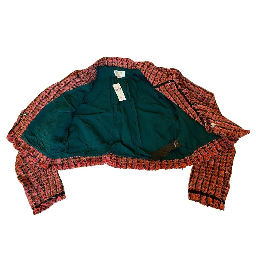 NWT Anthropologie Maeve Tweed Cropped Fringe Blazer - Picture 5 of 11